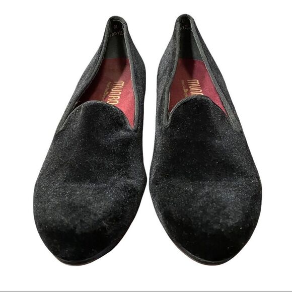 Munro Women's Black Velvet Slip-on Ballet Flats 7 - Picture 3 of 6
